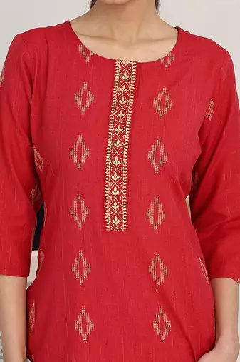 women ethnic motifs printed regular kurta with trousers & with dupatta