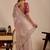 Beige floral sequinned silk blend designer saree