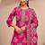 women floral printed regular thread work kurta with trousers & with dupatta
