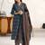 women ethnic motifs printed regular cotton blend kurta with trousers & with dupatta