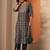 paisley printed notch neck thread work straight kurta with trousers