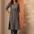 paisley printed notch neck thread work straight kurta with trousers