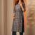 paisley printed notch neck thread work straight kurta with trousers