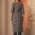 paisley printed notch neck thread work straight kurta with trousers