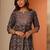 paisley printed notch neck thread work straight kurta with trousers