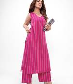 women striped regular kurta with palazzos
