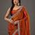 Rust embellished beads and stones satin designer saree