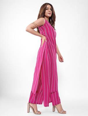 women striped regular kurta with palazzos 3
