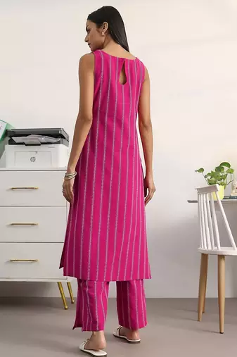 women striped regular kurta with palazzos