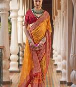 Yellow bandhani  georgette leheriya saree