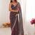 Multicolor ethnic motifs embroidered  chiffon heavy work saree
