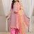 libas pink chevron printed straight suit set with dupatta