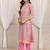 libas pink chevron printed straight suit set with dupatta