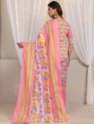 libas pink chevron printed straight suit set with dupatta 4