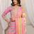 libas pink chevron printed straight suit set with dupatta