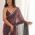 Multicolor ethnic motifs embroidered  chiffon heavy work saree