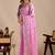 Pink floral sequinned silk blend designer saree