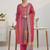 women striped regular thread work kurta with trousers & with dupatta