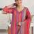 women striped regular thread work kurta with trousers & with dupatta