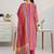women striped regular thread work kurta with trousers & with dupatta