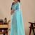 Blue floral sequinned silk blend designer saree
