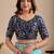 Blue floral sequinned silk blend designer saree