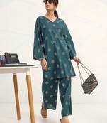 women ethnic motifs printed regular cotton blend kurta with palazzos