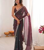 Multicolor embellished embroidered  chiffon saree