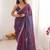 Purple embellished embroidered  chiffon heavy work saree