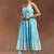 womens blue self design cotton anarkali kurta with trousers