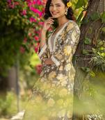floral printed v-neck kurta with trouser
