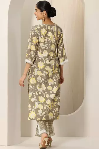 floral printed v-neck kurta with trouser