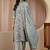 blue floral printed cotton blend straight suit set