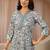 blue floral printed cotton blend straight suit set