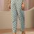 blue floral printed cotton blend straight suit set