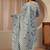 blue floral printed cotton blend straight suit set
