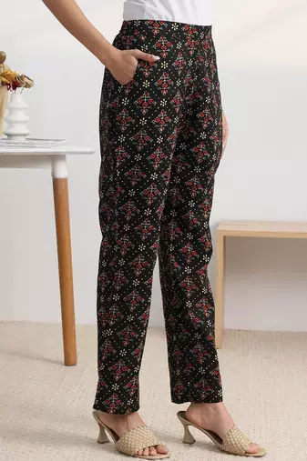 libas black ajrakh print a-line kurta set