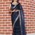 Navy blue mirror work tissue saree