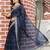 Navy blue mirror work tissue saree
