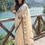 Cream batik  cotton designer ikat saree