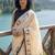 Cream batik  cotton designer ikat saree