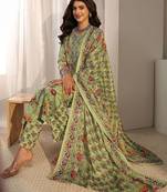 libas green floral printed straight suit set with dupatta