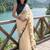 Cream batik  cotton designer ikat saree
