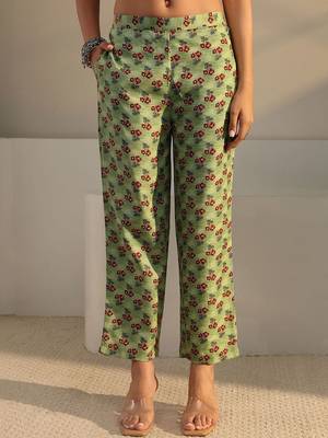 libas green floral printed straight suit set with dupatta 4