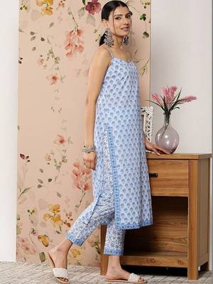 women floral printed regular kurta with trousers & with dupatta 3