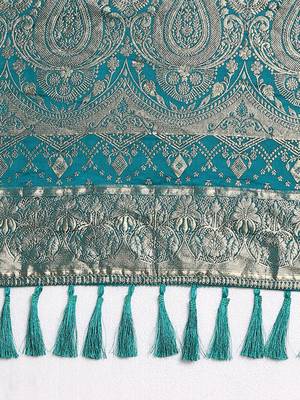 Blue ethnic motifs zari satin banarasi saree 5