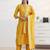 libas yellow woven striped straight suit set with dupatta