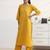 libas yellow woven striped straight suit set with dupatta