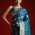 Blue ethnic motifs woven design satin banarasi saree