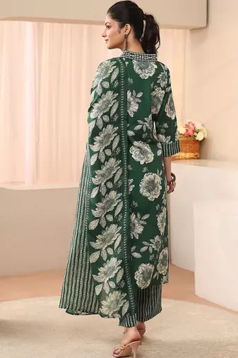 women floral printed regular kurta with trousers & with dupatta